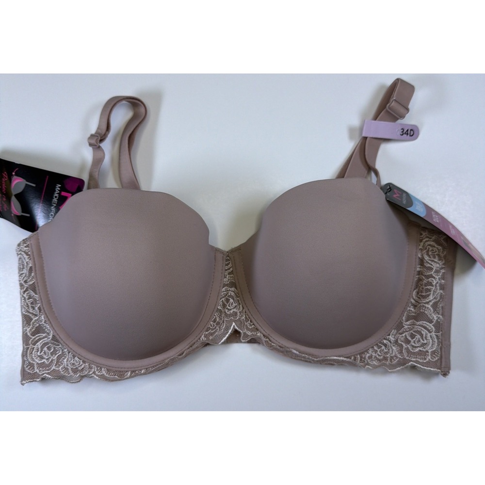 Maidenform Pushup Multiway Embellished Balconette Bra Blush Lace 34D DM9905